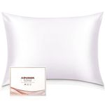 Adubor 100% Mulberry Silk Pillowcase Silk Pillow Cases for Hair and Skin with Hidden Zipper, Both Side 23 Momme Silk, 900 Thread Count, 20x30inch, 1Pack, White