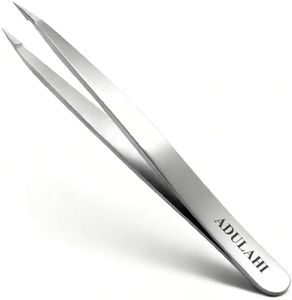 ADULAHI Precision Pointed Tweezers - Professional High Carbon Stainless Steel Needle Nose Tweezers for Effortless Eyebrows & Facial Hair Removal | Hand-Filed Sharp Tips | Salon & Home Use with Case
