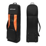 Golfoy Basics Hellfire Foldable Travel Cover Golf Bag with Wheels and Detachable Shoulder Strap - Black/Orange