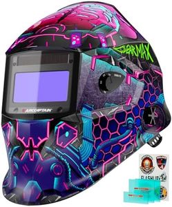 ARCCAPTAIN Large Viewing Screen Welding Helmet, 1/1/1/1 Top Optical Clarity Auto Darkening Welding Hood, 4 Arc Sensor 1/25000s Response Time True Color Weld Hood Helmet HSH-S800 Cyberpunk