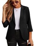 GRECERELLE Blazers for Women Lightweight Suit Jackets 3/4 Sleeve Casual Work Office Blazer Jacket with Pockets Black-12