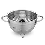 Navaris Stainless Steel Colander 2.8L / 3-Quart - Metal Strainer with Large Holes and Handles for Pasta, Spaghetti, Vegetables, Rice