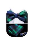 Barry.Wang Men's Formal Silk Bow Tie Set - Flower Solid Bowtie, Pocket Square & Cufflinks