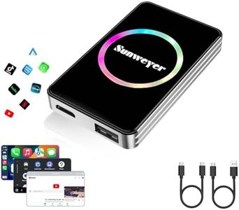 Sunweyer Wireless CarPlay Adapter Car Streaming Device Ai Box Support Netflix, YouTube, Hulu, Disney+, Android Auto Wireless Adapter with LED Ambient Light, Easy to Setup 3 in 1, Dual WiFi Bluetooth