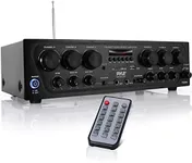 Bluetooth Home Audio Amplifier System - Upgraded 2018 6 Channel 750 Watt Wireless Home Audio Sound Power Stereo Receiver w/USB, Micro SD, Headphone, 2 Microphone Input w/Echo, Talkover for PA - Pyle