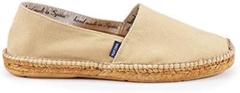Viscata Sitges Espadrille Canvas Spain Handmade Men's Shoes with Breathable Organic Cotton Canvas 100% Natural Jute Midsole and Durable Rubber Sole for All Casual Occasions, Beige, 12