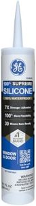 GE Supreme Silicone Caulk for Window & Door - 100% Waterproof Silicone Sealant, 7X Stronger Adhesion, Shrink & Crack Proof - 10 oz Cartridge, Clear, Pack of 1