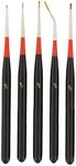 U.S. Art Supply 5 Piece Miniature Tight Spot Micro Fine Detail Art & Beauty Taklon Brush Set with Wood Handles