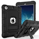 TIMISM iPad Mini Case, iPad Mini 2 Case, iPad Mini 3 Case with Sturdy Kickstand, 3 in 1 Heavy Duty Shockproof Hybrid Three Layer Protective Cover for iPad Mini 1st 2nd 3rd Generation, Black