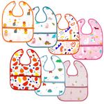 Aolso Baby Bibs Feeding Bib, 7pcs Weaning Bibs Waterproof Feeding Bibs, Baby Bandana Dribble Bibs Drool Bibs with Large Pocket, Baby Food Bibs Waterproof Bibs for Toddler Infant Kids(Girl)