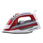 Morphy Richards Plastic Ultra Glide 1600W Steam Iron With Steam Burst, Vertical And Horizontal Ironing, Teflon Coated Soleplate, Red And White, 1600 Watts