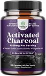 Cleanse and Detox Activated Charcoal Capsules - Purifying Detox Pills with 1200mg Coconut Charcoal Powder for Bloating Relief and Body Detox Cleanse - Active Charcoal for Gut Health - 180 Count