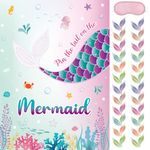 WERNNSAI Pin the Tail on the Mermaid Game - 21'' x 28'' Mermaid Party Game 24Pcs Reusable Tails Sticker Party Supplies for Kids Girls Mermaid Birthday Party Decoration Favor Sets