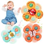 Ainiv 3PCS Suction Cup Spinner Toy for Baby, Spinners for 2 Year Old Boy Girl, Bee, Butterfly, Ladybug Toddler Sensory Toy, Suction Fidget Spinner for Baby Bath, Sensory Toys for Toddlers 1-3 Year Old