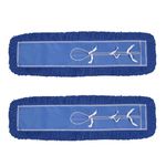 36" Industrial-Grade Cotton Dust Mop Head Refills, Perfect Replacement for Busy Home, Gym, Commercial Spaces, Heavy-Duty Mop for Janitorial & Housekeeping Needs - 2 Pack (Blue)