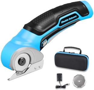 Cardboard Cutter, Cordless Electric Scissors with 2 Blades, Rapid Charger & Case, 4V 2500mAh Rechargeable Electric Box Cutter for Boxes, Fabric, Carpet, Leather