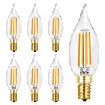 Hizashi 90+ CRI Dimmable LED Candelabra Bulb Flame Tip 40W Equivalent E12 Filament Candle Bulbs 4W, 450 Lumens, 2700K Warm White CA10 LED Chandelier Light Bulbs, UL Listed - 6 Pack