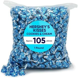 Hershys Kisses Cookies&Cream 1 Pound Approx 105 Pieces - Bulk Candy Chocolate Chips Individually Wrapped Candy, - Chocolates For Gifting Blue Candy Bulk Hershys Snacks - Kisses Snack Blue Foil Perfect For Chocolate gift Box or Pinata Stuffers - Perfect Holiday Treats for Adults & Kids