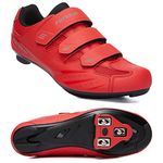 Men's Cycling Shoes for Women, Compatible with Peloton SPD ARC Look Delta Cleats, Unisex Bicycle Riding Spin Shoes Indoor Road Rcing Bikes Shoe Red Size UK10