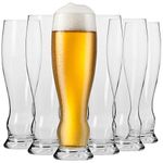 Krosno Wheat Pint Craft Beer Glasses | Set of 6 | 500 ML | Splendour Collection | Guinness Glass Cocktail Glasses Drinking | Perfect for Home, Bar and Kitchen | Dishwasher Safe Glass Cups