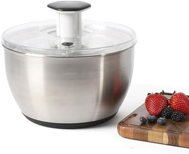 Calphalon Aero 6.3-Qt Stainless Steel Salad Spinner, Fruit & Vegetable Washer Bowl with Strainer Basket for Washing Lettuce, Spinach, Herbs & Fresh Produce