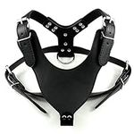 Haoyueer New Soft Leather Dog Harness Large Pitbull Mastiff Boxer Bully Chest for 26~34" Adjustable (Black)