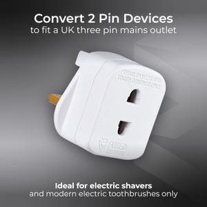 Masterplug Electric Shaver Adaptor – White Plug Converter