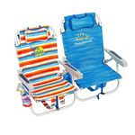 Deluxe Lightweight Backpack Beach Chairs - 2 x Tommy Bahama Multicolour & Blue Folding Deck Chair, Sun Lounger with Card. Outdoor Chair for Beach, Camping, Picnics BBQ, Fishing or Birthday Parties
