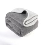 Elegant Double-Sided Comfort Teddy & Sherpa Blanket. (Teddy Grey, 60 * 80 inch)