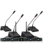 DIGIMORE UHF Wireless Desktop Gooseneck Microphone | 18" Podium Microphone | 120 Channels | 300 Feet Range | Meetings, Video Conferences, Streaming Lectures, Social Events (D-640)