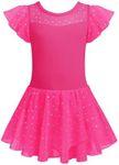 Zaclotre Girls Ballet Leotards Ruffle Sleeve Sparkle Dance Leotard Toddler Ballerina Dress Outfits Hot Pink