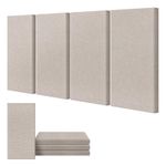 UMIACOUSTICS 4 PCS Acoustic Panels, 2“ Thick 23.6" x 11.8" Fiberglass Sound Wall Panels, Self-adhesive Sound Absorbing Panels for Home Studios, Office, Theater. Light Camel