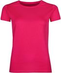 Ladies Breathable Performance Sports T Shirt (M, Deep Pink)