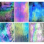 PALJOLLY 6 Sheets Large Iridescent Stained Glass Sheet Variety Pack, 6 x 7 1/2 inch Iridized Glass Sheet Stained Glass Supplies Rainbow Colors for Glass Hobby Projects and Crafts