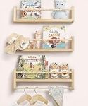 Mazjoaru Wooden Floating Book Shelves for Wall, Set of 3 Wall Mounted Children’S Book Shelves for Kids Nursery Decor, Small Floating Shelf Organizer for Kitchen Spice Rack With Wooden Bead Design