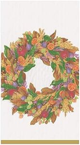 Caspari Paper Hand Towels for Bathroom Fall Decor Thanksgiving Decorations Guest Towels Disposable Autumn Decor Wreath Pk 15
