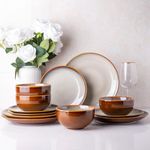 LERATIO Ceramic Dinnerware Sets,Stoneware Coupe Plates and Bowls Sets,Highly Chip and Crack Resistant | Dishwasher & Microwave & Oven Safe Dishes Set,Reactive Glaze Dinnerware- Service for 4