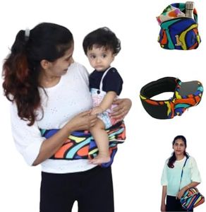 My Giraffe - Hippy Hop - Hip Seat Baby Carrier with in-Built Storage Space - Upto 20 kgs - 5 Months to 3 Years (Multi Wave), Toddler
