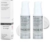 PHOERA Primer Matte Finish Face Makeup Pore filler Primer Foundation Base Oil Control Full Coverage Make Up Base Concealer Long Lasting Flawless Pores Minimiser Liquid Moisturizing (2 x 6ml)