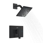 KENES Matte Black Shower Faucet, Shower Trim Kit with Single-Spray Stainless Black Rain Shower Head, Shower Trim Systems Wall Mount, KE-6025B-2 (Shower Valve Included)
