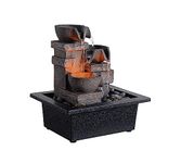 RJ-22044ATabletop Water Fountain, Home Décor Soothing Sound Machine with Automatic Pump, Deep Basin and Natural River Rocks. Indoor Zen Relaxation for Office, Living Room, or Bedroom Décor.