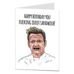 LimaLima Funny Happy Birthday Card For Men & Women Offensive Rude Idiot Sandwich Joke Blank Inside For Personal Greeting