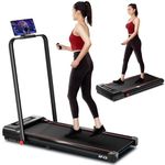 RHYTHM FUN Folding Treadmill, 300LBS Capacity, Walking Pad Treadmill for Home Office, BlackRed