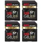 Video Pro SD Card UHS-II 128GB SDXC Memory Card 4-Pack U3 V90 A1, Extreme Performance Professional Sd-Card (R 280mb/s 250mb/s W) for Advanced DSLR,Well-Suited for Video, Including 4K,8K, 3D, Full HD