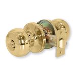 XFORT Bello Privacy Knob Set Polished Brass, Door Knob with Lock for Internal Wooden Bathroom Doors, Complete Set with Tubular Latch