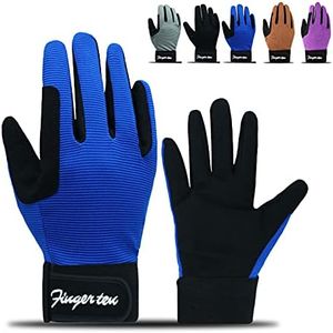 FINGER TEN Horse Riding Gloves Equestrian Women Kids for Girls Boys Mesh Breathable Lightweight Color Pack, Comfortable Grip for Summer (Kids-Blue, Medium)