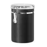 Oggi Stainless Steel Kitchen Canister 62 fl oz, Black - Airtight Clamp Lid, Clear See-Thru Top - Ideal for Kitchen Storage, Food Storage, Pantry Storage. Large Size 5" x 7.5".