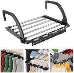 ADERTOS 5 Bar Radiator Clothes Airer Rack, Foldable Laundry Drying Rails Stainless Steel Clothes Dryer Drying Rack Folding Radiator Towel Holder Radiators Clothes Hanger for Balcony - Black, 40 x 32cm