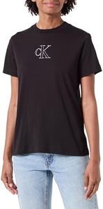 Calvin Klein Jeans Camiseta de Manga Corta Mujer Outlined Regular Cuello Redondo, Negro (CK Black), L