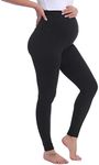Joyaria Maternity Leggings Over The Belly Ultra Soft Stretchy Full Length Active Workout Yoga Pregnancy Pants (Black, Medium)